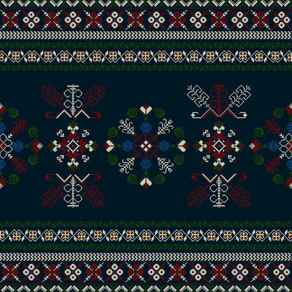 Patrón Sin Costura Bordado Tradicional Letón Ilustración Vectorial — Vector de stock