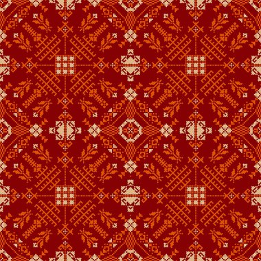 Geleneksel Letonya nakışı pürüzsüz desen, vektör çizimi