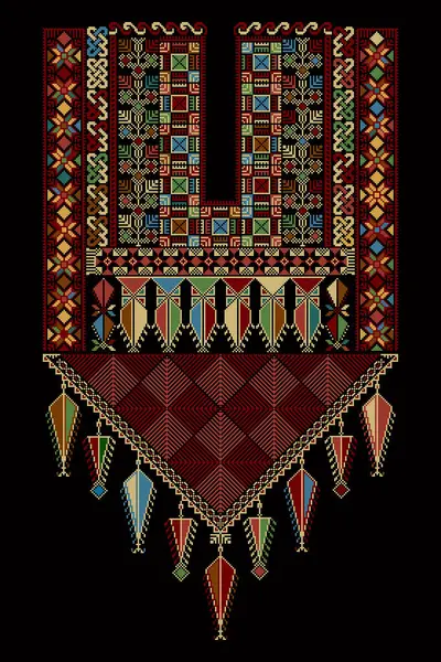 刺繍ベクトルタトレーズテンプレート パレスチナのファッション首飾り — ストックベクタ