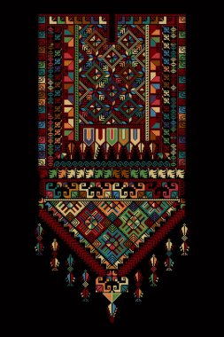 Nakış taşıyıcı Tatreez şablonu, Filistin moda boyun süsü