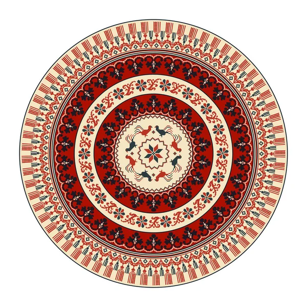 传统的波兰刺绣圆形符号 矢量模板 白色背景上的孤立物体 图库插图