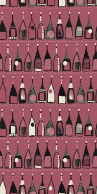 Şarap şişeleri kusursuz desen, vektör illüstrasyonu