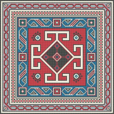 Geleneksel Gürcistan halk sanatı nakış vektör deseni
