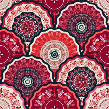 Vektör çiçek desenli sanat tasarımı, kumaş baskısı için kusursuz desen