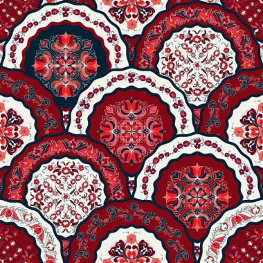 Vektör çiçek desenli sanat tasarımı, kumaş baskısı için kusursuz desen
