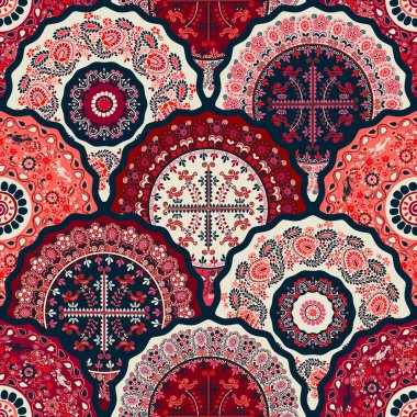 Vektör çiçek desenli sanat tasarımı, kumaş baskısı için kusursuz desen