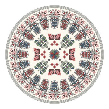 Beyaz arkaplan üzerine geleneksel Bulgar nakış tasarımı ögesi