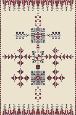 Geleneksel Filistin Tatreez, kusursuz model vektör şablonu 