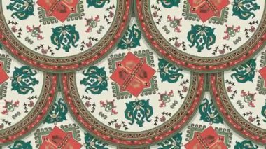 Geleneksel Gürcistan nakış sembolleriyle hareketsiz grafiksel döngü deseni