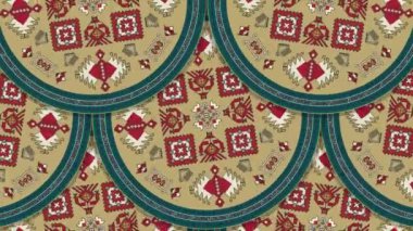 Geleneksel Gürcistan nakış sembolleriyle hareketsiz grafiksel döngü deseni