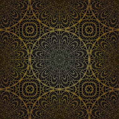 Geometrik altın dantelli, dikişsiz desen. Arapça karo kafes vektör arkaplanı.