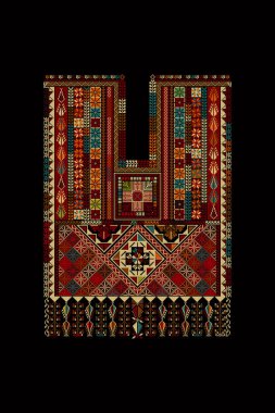 Nakış taşıyıcı Tatreez şablonu, Filistin moda boyun süsü