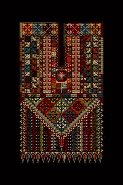 Nakış taşıyıcı Tatreez şablonu, Filistin moda boyun süsü