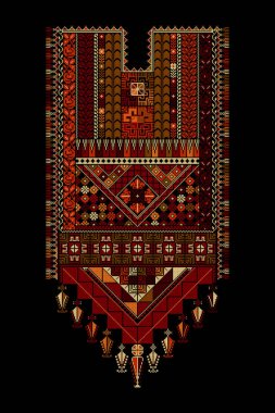 Nakış taşıyıcı Tatreez şablonu, Filistin moda boyun süsü