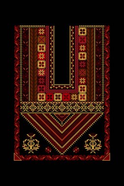 Nakış taşıyıcı Tatreez şablonu, Filistin moda boyun süsü