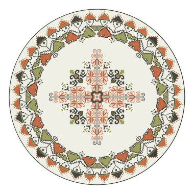 Beyaz arkaplan üzerine geleneksel Bulgar nakış tasarımı ögesi