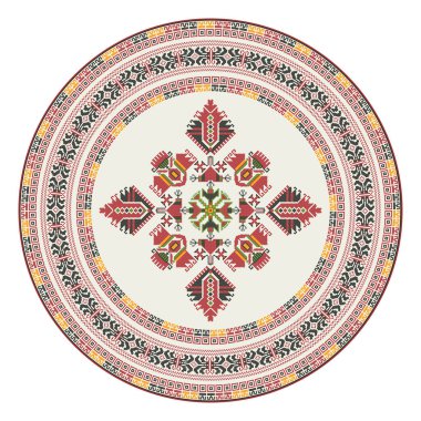 Beyaz arkaplan üzerine geleneksel Bulgar nakış tasarımı ögesi