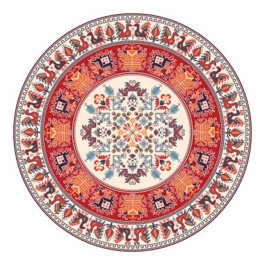 Beyaz arkaplan üzerine geleneksel Bulgar nakış tasarımı ögesi