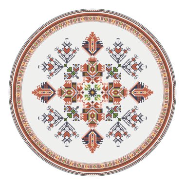 Beyaz arkaplan üzerine geleneksel Bulgar nakış tasarımı ögesi