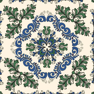 Korond, Transilvanya geleneksel seramik, seramik, seramik ve çömlekçilikten esinlenilmiş dekoratif arkaplan çizimi. Düzenlenebilir dikişsiz vektör deseni.