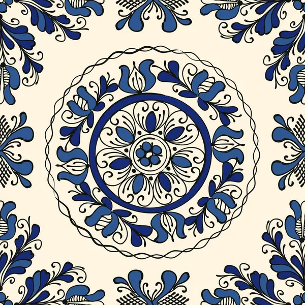 Korond, Transilvanya geleneksel seramik, seramik, seramik ve çömlekçilikten esinlenilmiş dekoratif arkaplan çizimi. Düzenlenebilir dikişsiz vektör deseni.