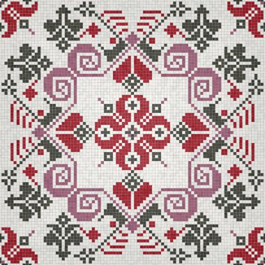 Mozaik kiremitler dekoratif arkaplan, duvar kağıdı, arkaplan, ahşap baskı, plastik baskı, cam baskı, dekor için kusursuz tekrarlayan vektör şablonu