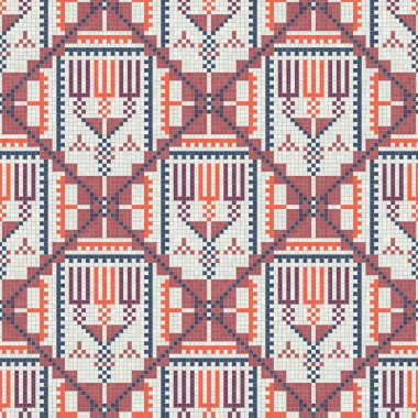 Mozaik fayanslar, geleneksel Filistin motifiyle kusursuz desen kompozisyonu. Yazdırma, arkaplan, ağ, paketleme için düzenlenebilir vektör arkaplanı.