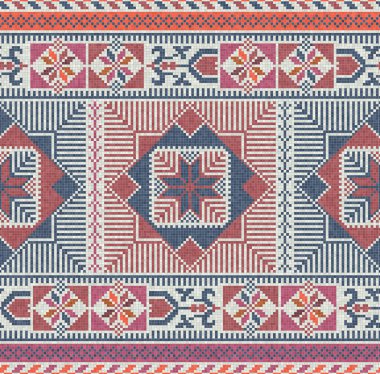 Mozaik fayanslar, geleneksel Filistin motifiyle kusursuz desen kompozisyonu. Yazdırma, arkaplan, ağ, paketleme için düzenlenebilir vektör arkaplanı.