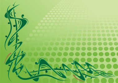 Dekoratif köşe kaydırma parşömenleri metin için yeşil arkaplan alanı ya da her neyse, elementler etiketlenmiş ve bu vektör illüstrasyonunda kolay seçim için ayrı katmanlar üzerinde