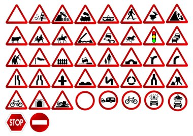 Different traffic signs isolated over white background clipart