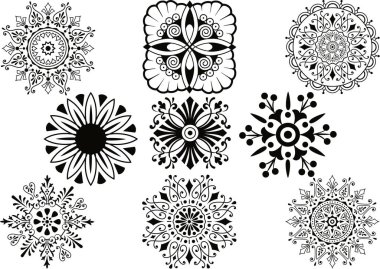 Çiçek silueti, tasarım elementi, vektör