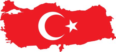 Bayrağı olan vektör Türk haritası.
