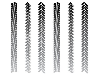 Tasarımlarınızda kullanmak için temiz ve çamurlu lastik izleri seti.