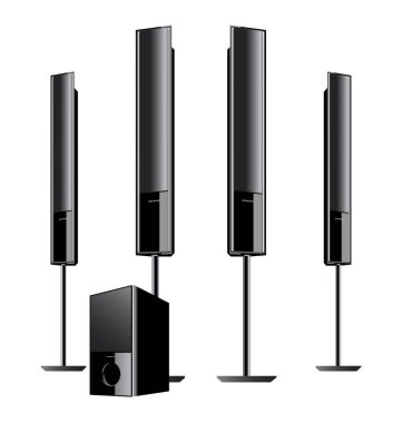 vektör siyah akustik ses sistemi, hoparlör.