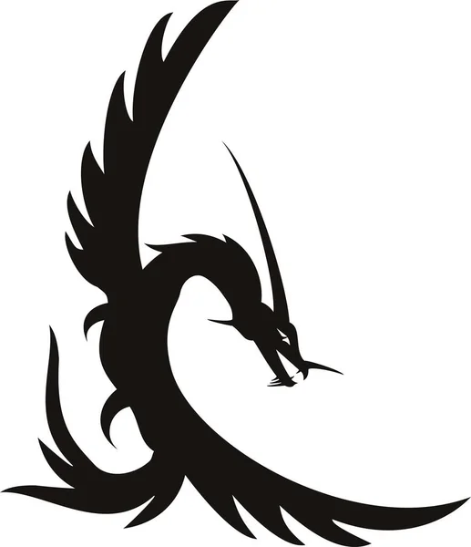 Illustration Vector Black Dragon Tattoo — Stock Vector