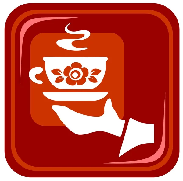 风格优雅的侍者手 茶杯为褐色背景 — 图库矢量图片