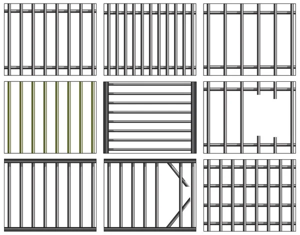 Divers Modèles Vectoriels Barreaux Barbecues Prison — Image vectorielle