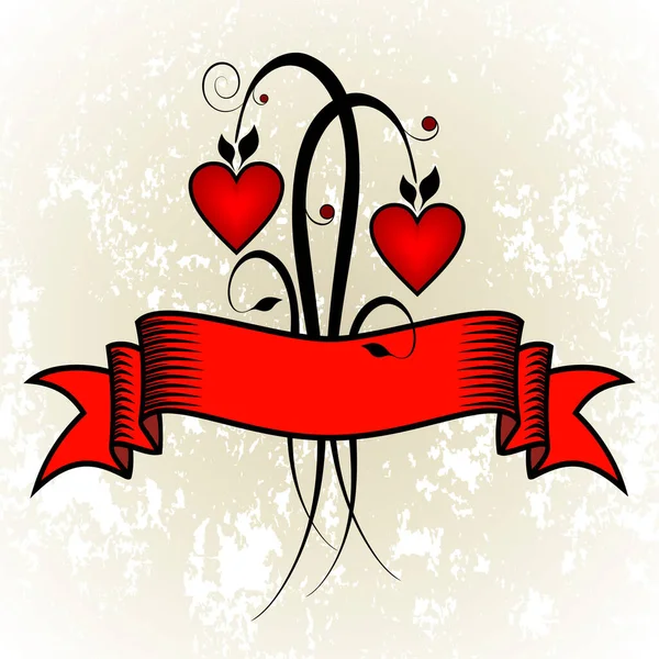 Två Valentine Hjärta Som Representeras Som Ett Gäng Blommor Grunge — Stock vektor