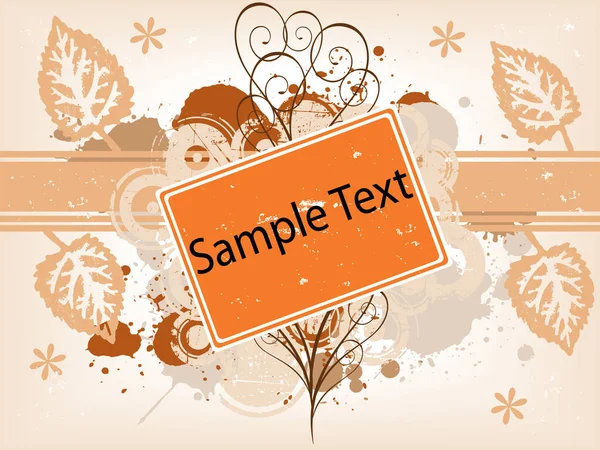 Orange Card Text Abstract Grunge Splattered Backgroun — Stock Vector