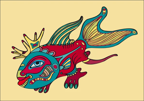 Абстрактная Фантастическая Рыба Лапками Векторное Изображение Изображение Является Векторной Иллюстрацией — стоковый вектор