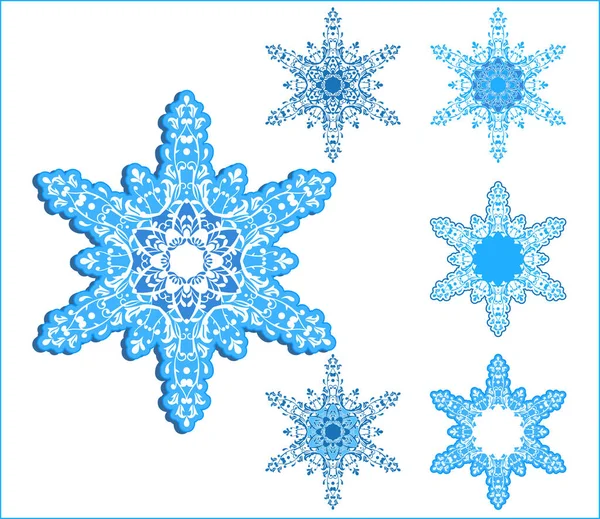 Vector Snowflakes Μία Μορφή Και Παραλλαγές Για Χρήση — Διανυσματικό Αρχείο
