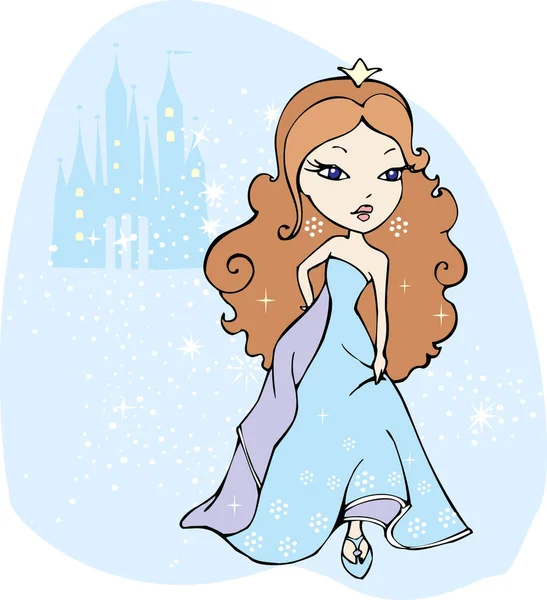 Vector Illustratie Van Cartoon Prinses — Stockvector