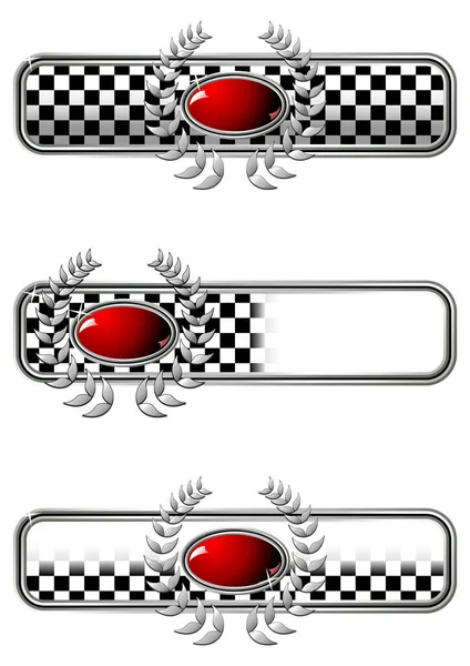 Różne Odznaki Wyścigu Czerwonym Owalnym Klejnotem Białym Tle — Wektor stockowy
