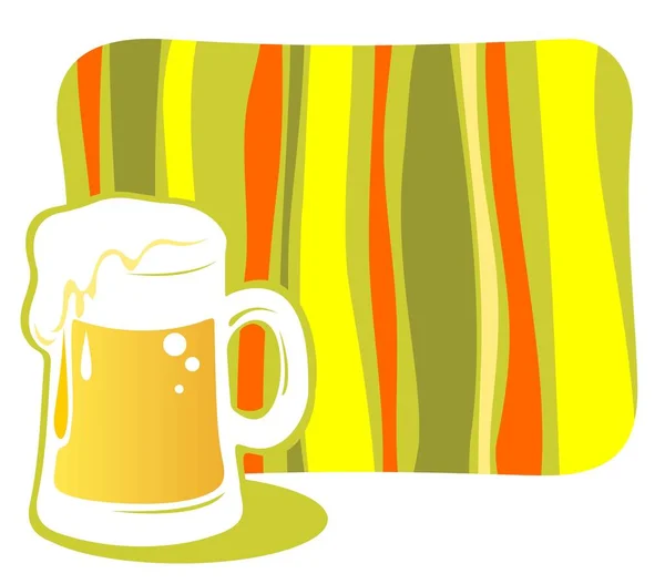 白色背景上华丽的啤酒瓶和条纹框架 — 图库矢量图片