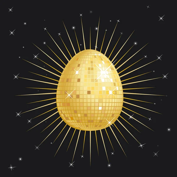 Golden Glitter Ball Forma Uovo Pasqua — Vettoriale Stock