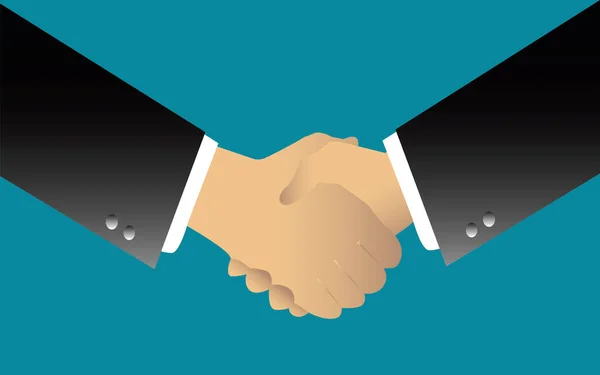 Ilustração Dois Empresários Handshaking Sobre Fundo Azul —  Vetores de Stock