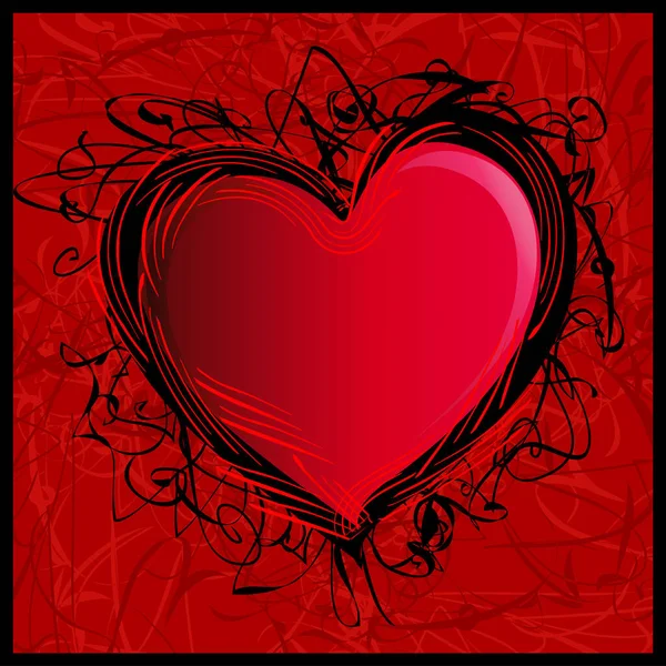 Wild Sketchy Valentine Day Elemento Gráfico Del Corazón — Vector de stock