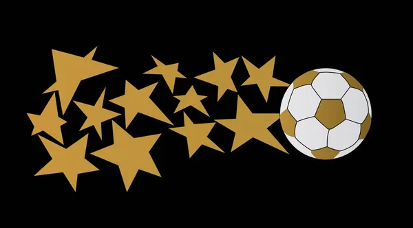 Ballon Football Avec Des Étoiles Sur Fond Noir — Image vectorielle