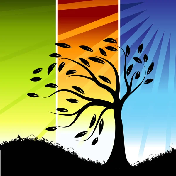 Силуэт Дерева Цветной Фон — стоковый вектор