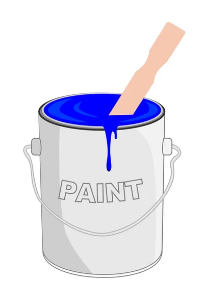 Peinture Bleue Boîte Avec Agitateur — Image vectorielle